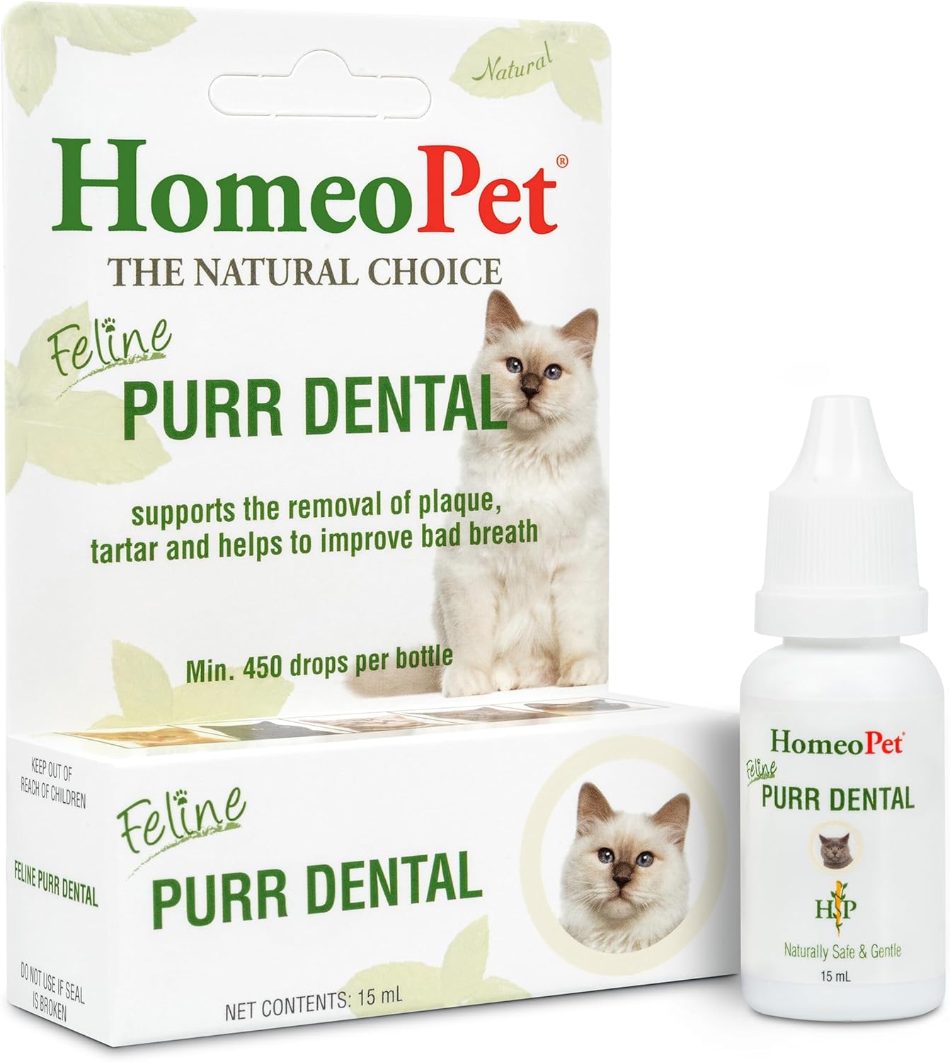 HomeoPet Feline Purr Dental, Safe and Natural Tooth and Dental Care for Cats, 15 Milliliters