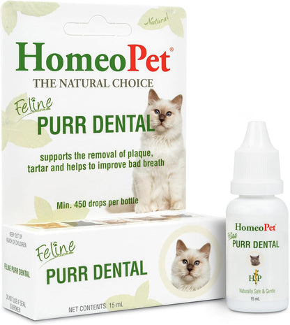HomeoPet Feline Purr Dental, Safe and Natural Tooth and Dental Care for Cats, 15 Milliliters