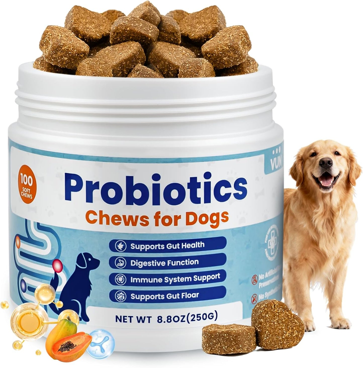 Probiotics for Dogs, Digestive Support Supplements Gut Health, Flora, Pet Dog Probiotic Supplement Soft Chews with Prebiotics for Upset Stomach, Puppy Probiotics Immune System