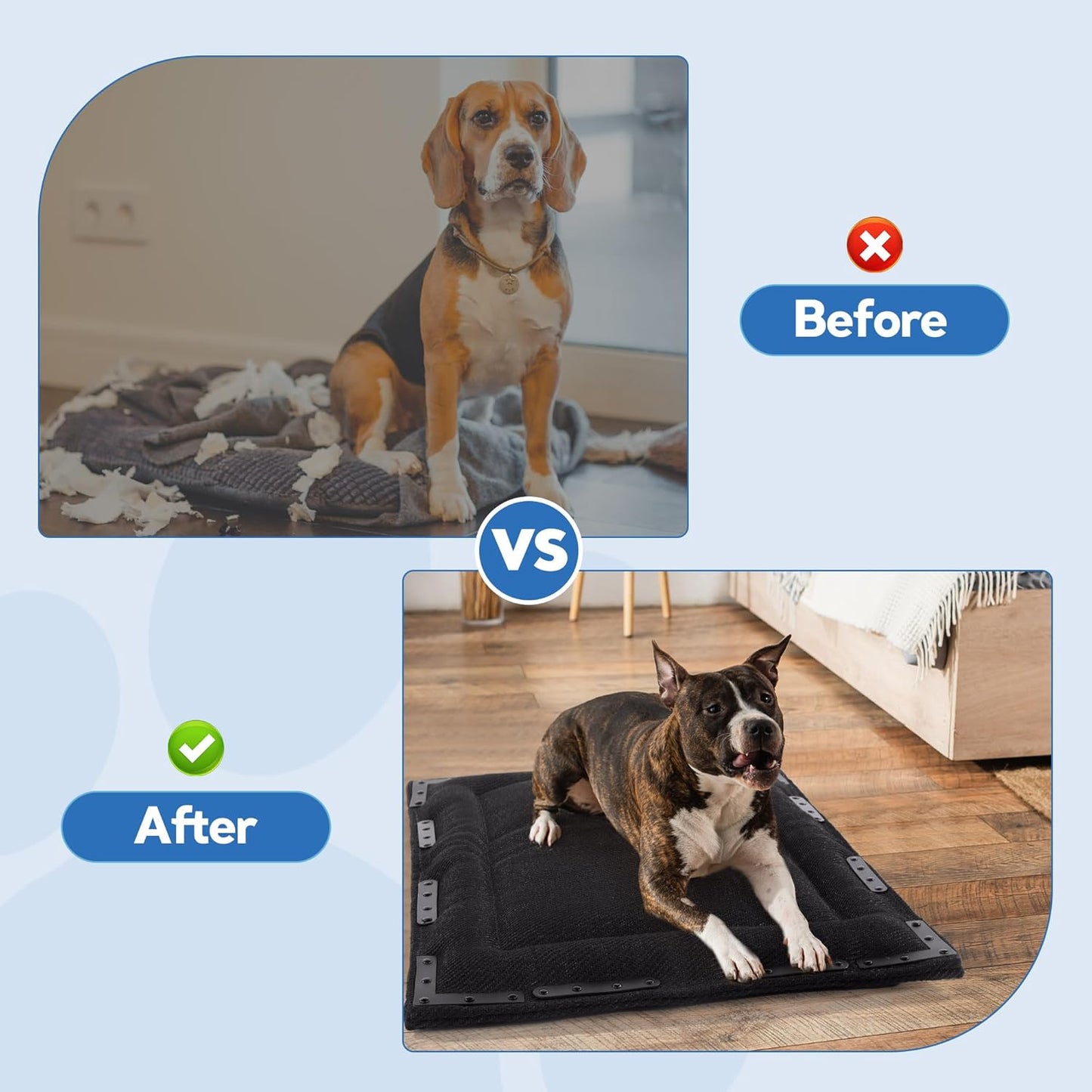 HOMBYS Indestructible Chew Proof Dog Bed with 20 Metal Rivets - Ultra Durable 0.8" Thick Kennel Mat for Aggressive Chewers & Teething Puppies, Waterproof Pet Bed Fits Large Crates (41" x 28")