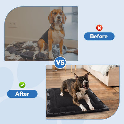 HOMBYS Indestructible Chew Proof Dog Bed with 20 Metal Rivets - Ultra Durable 0.8" Thick Kennel Mat for Aggressive Chewers & Teething Puppies, Waterproof Pet Bed Fits Large Crates (41" x 28")