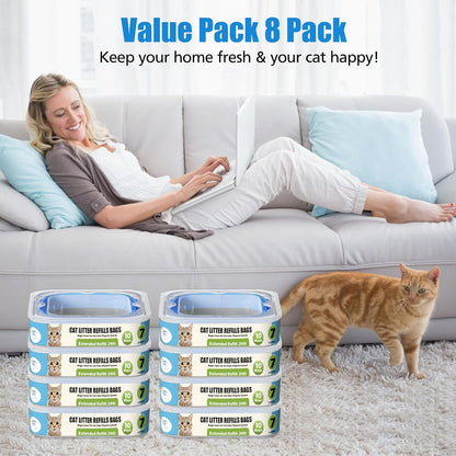 Cat Litter Refills Cartridge Compatible with Your Genie Litter Standard, Plus and XL Cat Litter Pail, 8 Packs