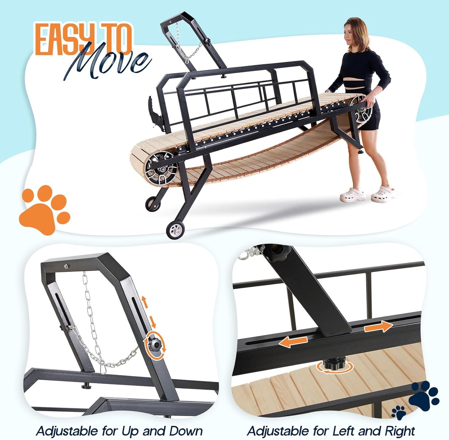 Albott Dog Treadmill for Large & Medium Dogs with Pace Adjustbable Brake and Roller Wheels, Enlarged Indoor Slatmill for Dogs to Keep Fit and Healthy, Up to 330 Lbs