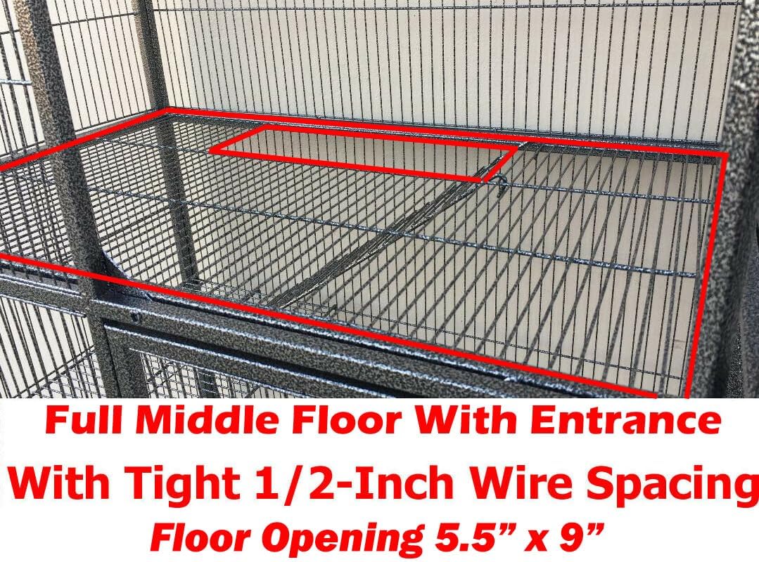 Deluxe Double Unit Two Full Story Durable Front Doors Tight 1/2-inch Wire Spacing Chew-Free Small Animal Critter Home Cage Water Bottle Food Bowl for Feisty Ferret Hammock Rat Mice On Wheels