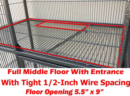 Deluxe Double Unit Two Full Story Durable Front Doors Tight 1/2-inch Wire Spacing Chew-Free Small Animal Critter Home Cage Water Bottle Food Bowl for Feisty Ferret Hammock Rat Mice On Wheels