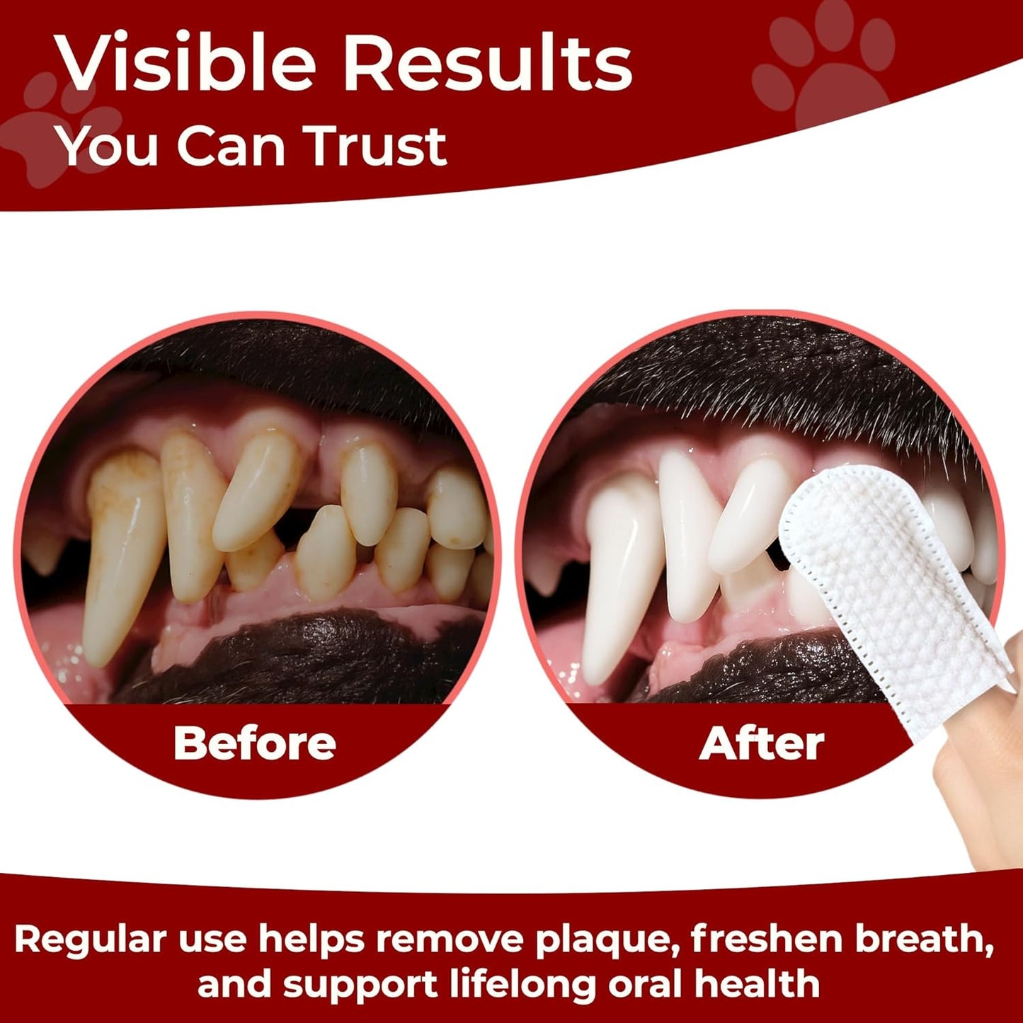 Pets & Pupps Dog Teeth Cleaning Wipes, Cats & Dogs Tooth Brushing Kit to Remove Plaque & Tartar Buildup, Dog Toothbrush and Toothpaste Alternative for Dog Breath Freshener & Dental Care, Unscented