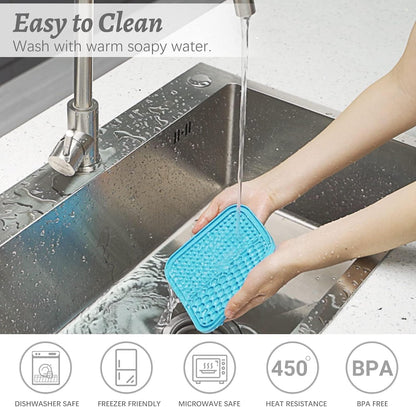 MateeyLife 2PCS Small Lick Mat for Dogs and Cats and MateeyLife Silicone Cat & Dog Food Mat for Floors Waterproof