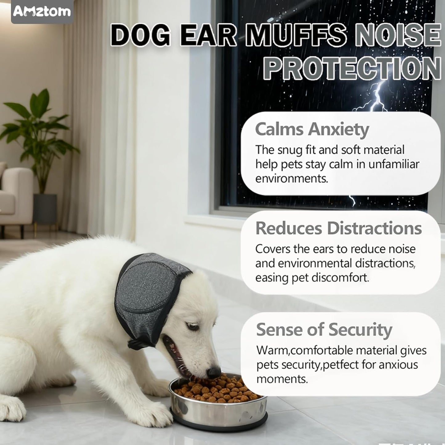 Dog Ear Cover & No Flap Ear Wraps for Hematoma,Bath,Drying Anxiety Relief Dog Ear Protection for Noise Adjustable No Shake Head Wraps Calming Hoodie for Grooming,Grey,L