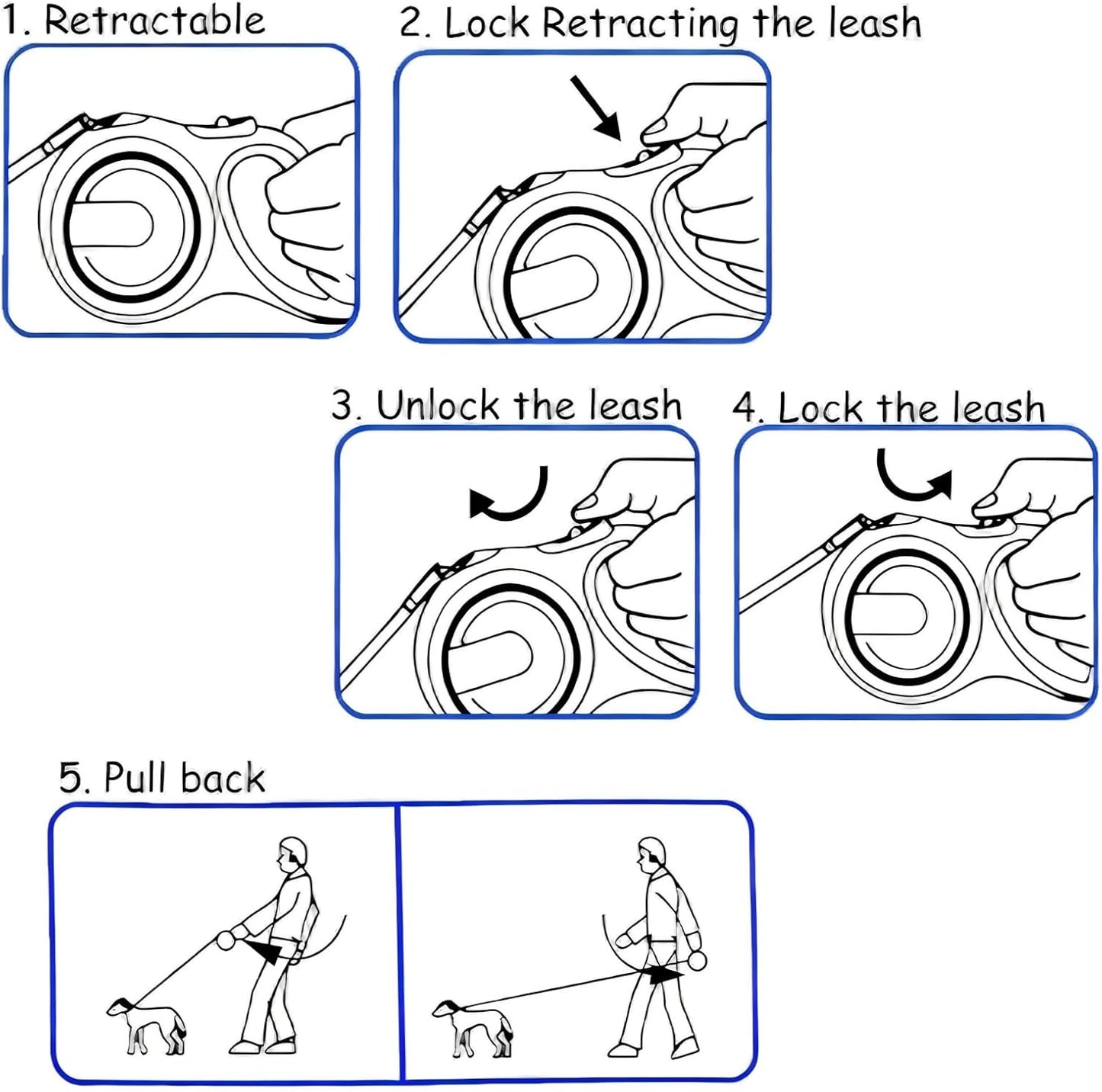 Retractable Dog Leash 16 FT Walking Leash Up to 44 lb, 360° Tangle-Free Dog Leashe, Strong Nylon Tape No Tangle, Explosion-Proof Carabiner, Anti-Slip Handle (Black, 16FT)