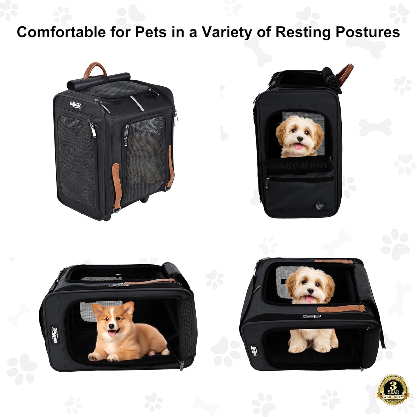 EliteField Deluxe Backpack Pet Carrier (3 Year Warranty, Airline Approved), Travel Soft-Sided Carrier Bag for Dogs, Cats & Small Pets