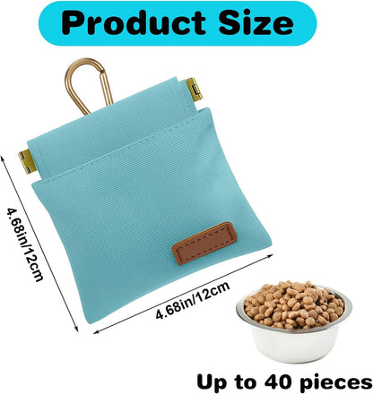 Dog Treat Pouch, Portable Puppy Blue Pocket Sized Dog Training Treat Bag, Hand Free Walking Bag, Auto Closing Pet Feed Snack Reward Pocket, Food Dispenser for Pet Puppy Travel or Outdoor Use