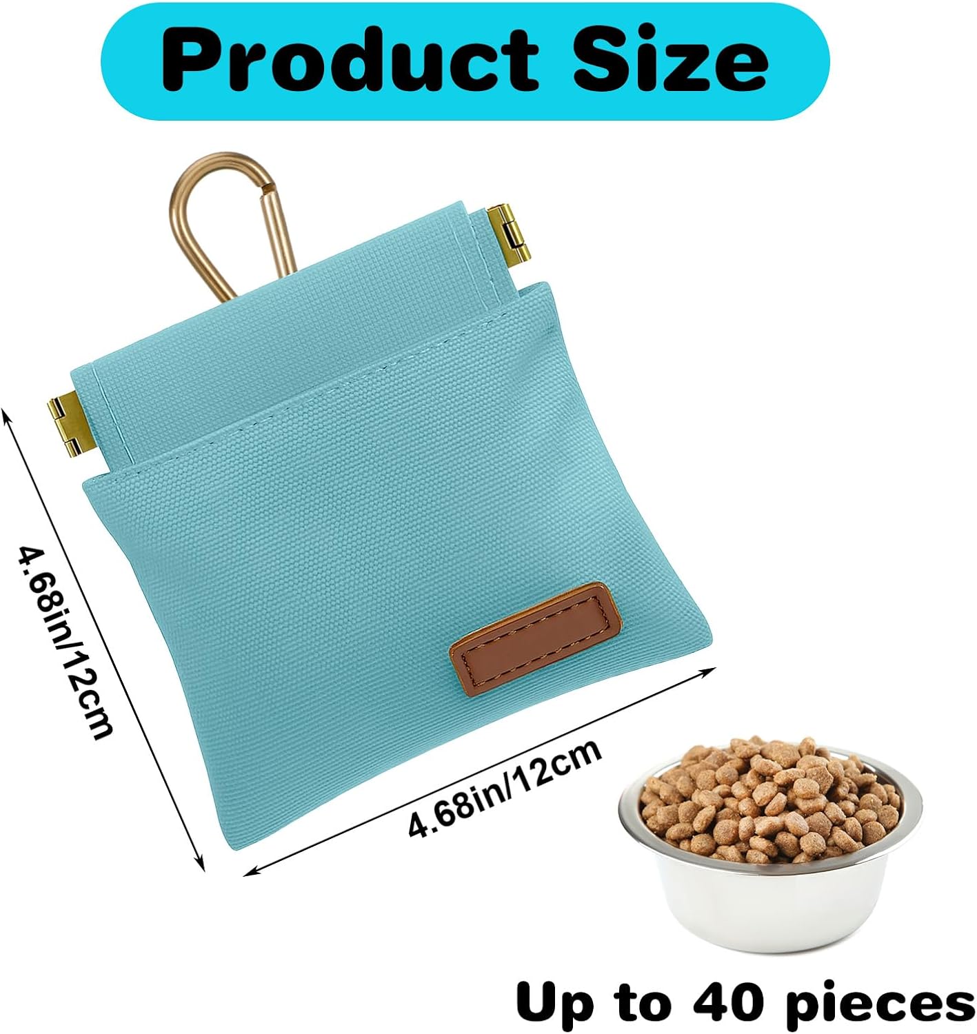 Dog Treat Pouch, Portable Puppy Blue Pocket Sized Dog Training Treat Bag, Hand Free Walking Bag, Auto Closing Pet Feed Snack Reward Pocket, Food Dispenser for Pet Puppy Travel or Outdoor Use