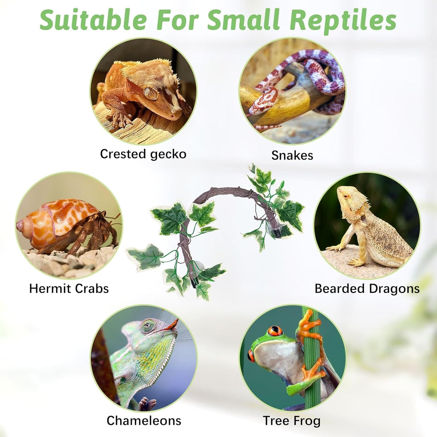 VCEPJH Snake Climbing Branch, 2Pcs Reptile Wood Natural Cork Log and Reptile Climbing Branch Decor 2 Pcs Bendable Jungle Vine with Suction Cup for Gecko Bearded Dragons, Snake,Frogs, Chameleons