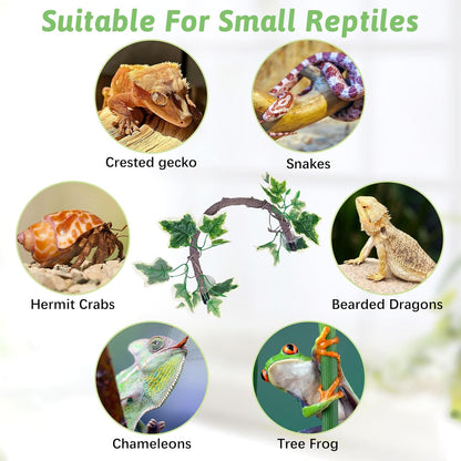 VCEPJH Snake Climbing Branch, 2Pcs Reptile Wood Natural Cork Log and Reptile Climbing Branch Decor 2 Pcs Bendable Jungle Vine with Suction Cup for Gecko Bearded Dragons, Snake,Frogs, Chameleons