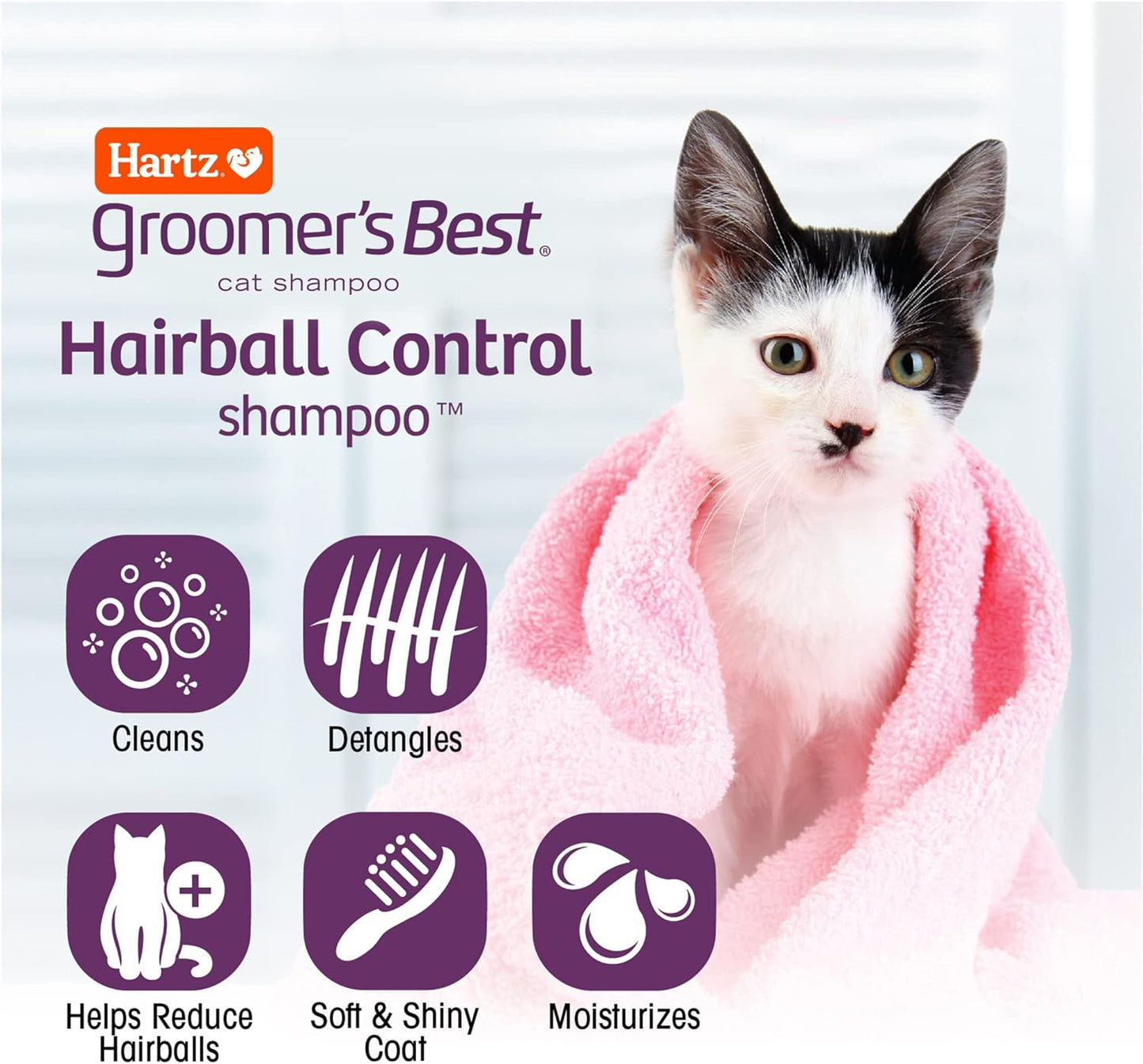 Hartz Groomer's Best Cat Shampoo, Extra Gentle Hairball Control, 15 Ounces