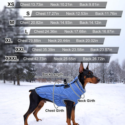 Dog Coat, Warm Dog Winter Coat for Large Dogs, Waterproof Jacket with Harness Built in, Reflective Turtleneck Cold Weather Coats with Zipper,Pet Fleece Vest Snow Jacket, Red L