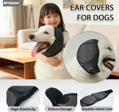 Dog Ear Cover & No Flap Ear Wraps for Hematoma,Bath,Drying Anxiety Relief Dog Ear Protection for Noise Adjustable No Shake Head Wraps Calming Hoodie for Grooming,Grey,L