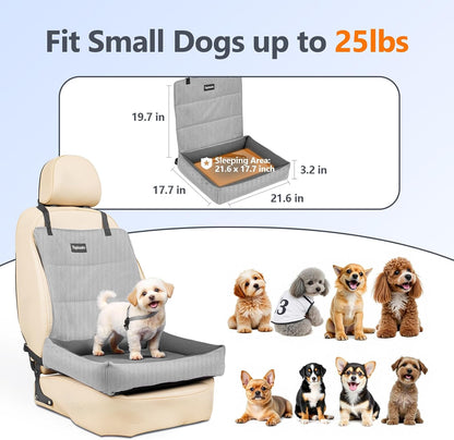 Dog Car Seats for Small Dogs, Detachable Soft Cotton Cushion, Comfort Pet Travel Dog Bed, Puppy Car Seat with Adjustable Secure Straps, Under 25lbs, Black