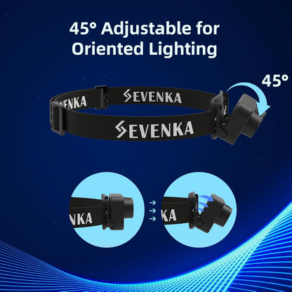 SEVENKA 2 UV Headlamp Flashlight Black Light, Rechargeable LED Hand Free Mini UV Blacklight 395nm Head Lights with White & Ultraviolet Light, Detector for Pet Dog/Cat Urine Stains,Bed Bug,Scorpions