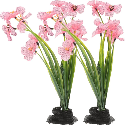 CLISPEED 2Pcs Fish Tank Decorations Realistic Plastic Plants Aquarium Artificial Aquatic Plant for Fish Tank Landscaping Aquarium Decoration (Pink)