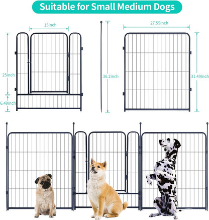 Dog Playpen Portable Outdoor Dog Fence, Dog Playpen for Large/Medium/Small Dogs, Dog Fences for The Yard with Doors Foldable Metal
