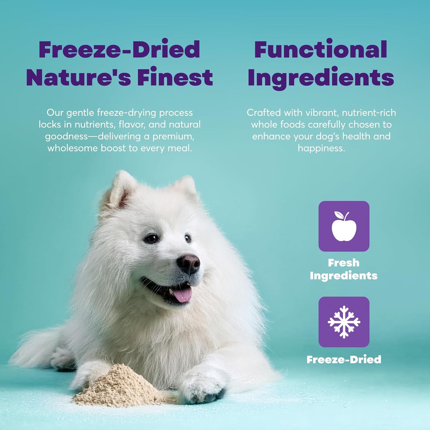 Natural Dog Skin and Coat Supplement - Dog Food Topper with Fruits & Vegetables - Freeze-Dried Meal Enhancer with Antioxidants, Vitamins & Nutrients - Easy-Mix Formula for All Breeds & Ages