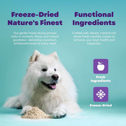 Natural Dog Skin and Coat Supplement - Dog Food Topper with Fruits & Vegetables - Freeze-Dried Meal Enhancer with Antioxidants, Vitamins & Nutrients - Easy-Mix Formula for All Breeds & Ages