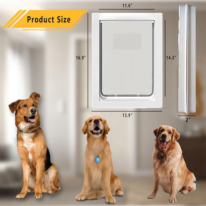 Large Dog Door, Magnetic Door for Pets up to 100 lb, 16.9" × 13.9" Doggie Door, Suitable for Interior & Exterior Doors