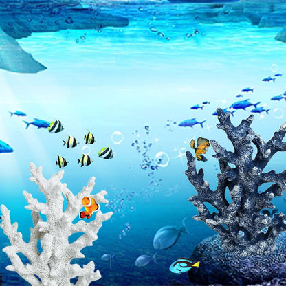 PINVNBY Artificial Coral Ornament Aquarium Sea Plants Decoration Underwater Craft Resin Fish Tank Landscape (Blue)