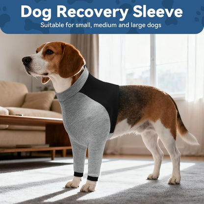 Dog Recovery Suit for Front Legs, Soft Adjustable Surgery Sleeve for Dogs, Leg & Elbow Protector to Stop Licking, Breathable Pet Wound Care Shirt, Comfortable E-Collar Cone Alternative (Large)