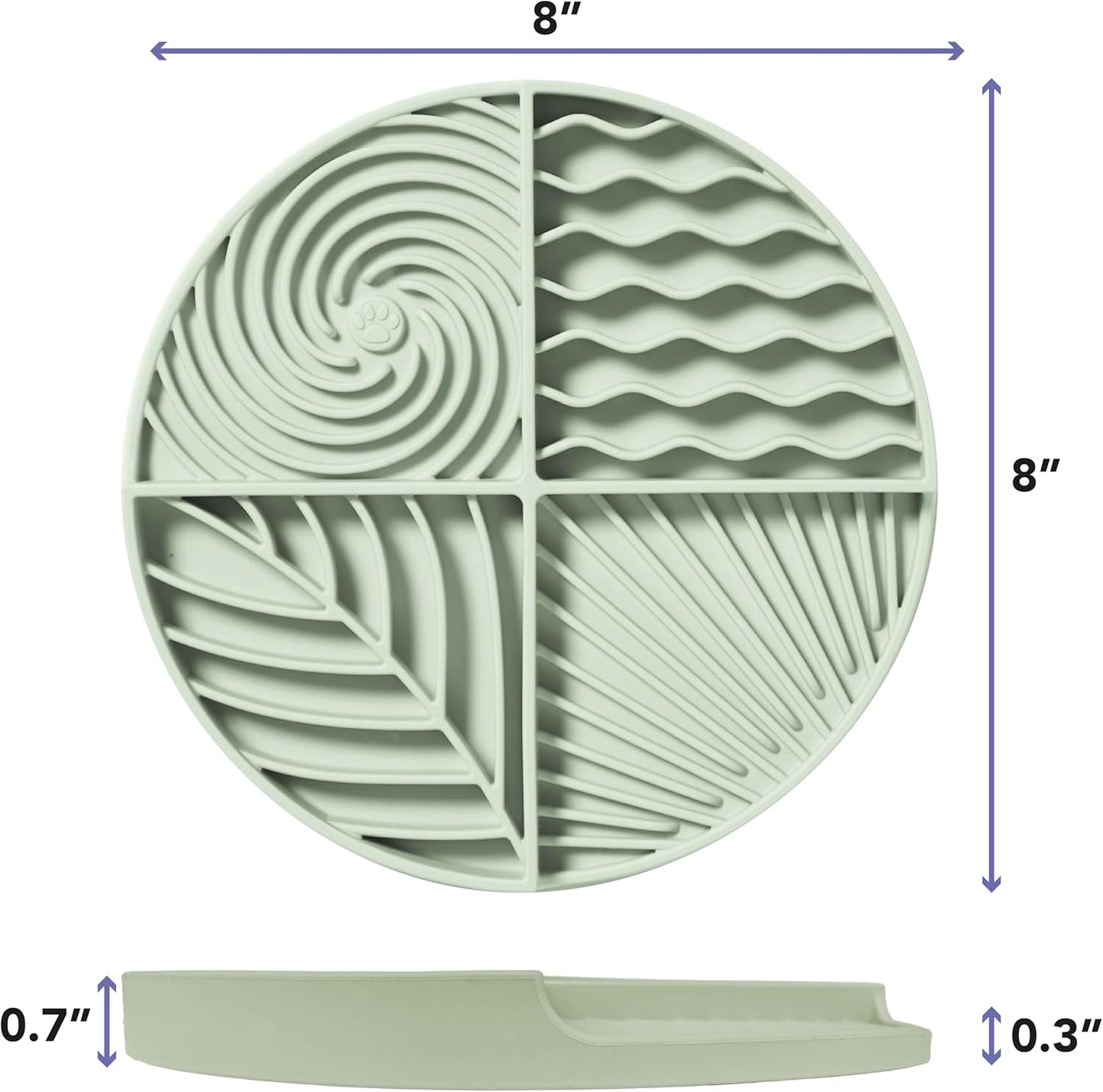 Awoo Paradise Silicone Dog & Cat Lick Mat & Slow Feeder with Suction Cups, Non-Slip, Dishwasher Safe, Extend Mealtime, Reduce Anxiety (Sage)