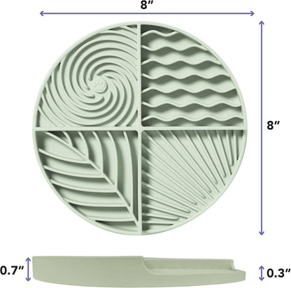 Awoo Paradise Silicone Dog & Cat Lick Mat & Slow Feeder with Suction Cups, Non-Slip, Dishwasher Safe, Extend Mealtime, Reduce Anxiety (Sage)