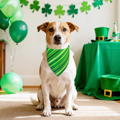 St. Patrick’s Day Dog Bandana - Reversible Lucky Green Shamrock Clover & Stripes Scarf for Medium to Large Dogs, Cute Costume Accessory for Irish Gift