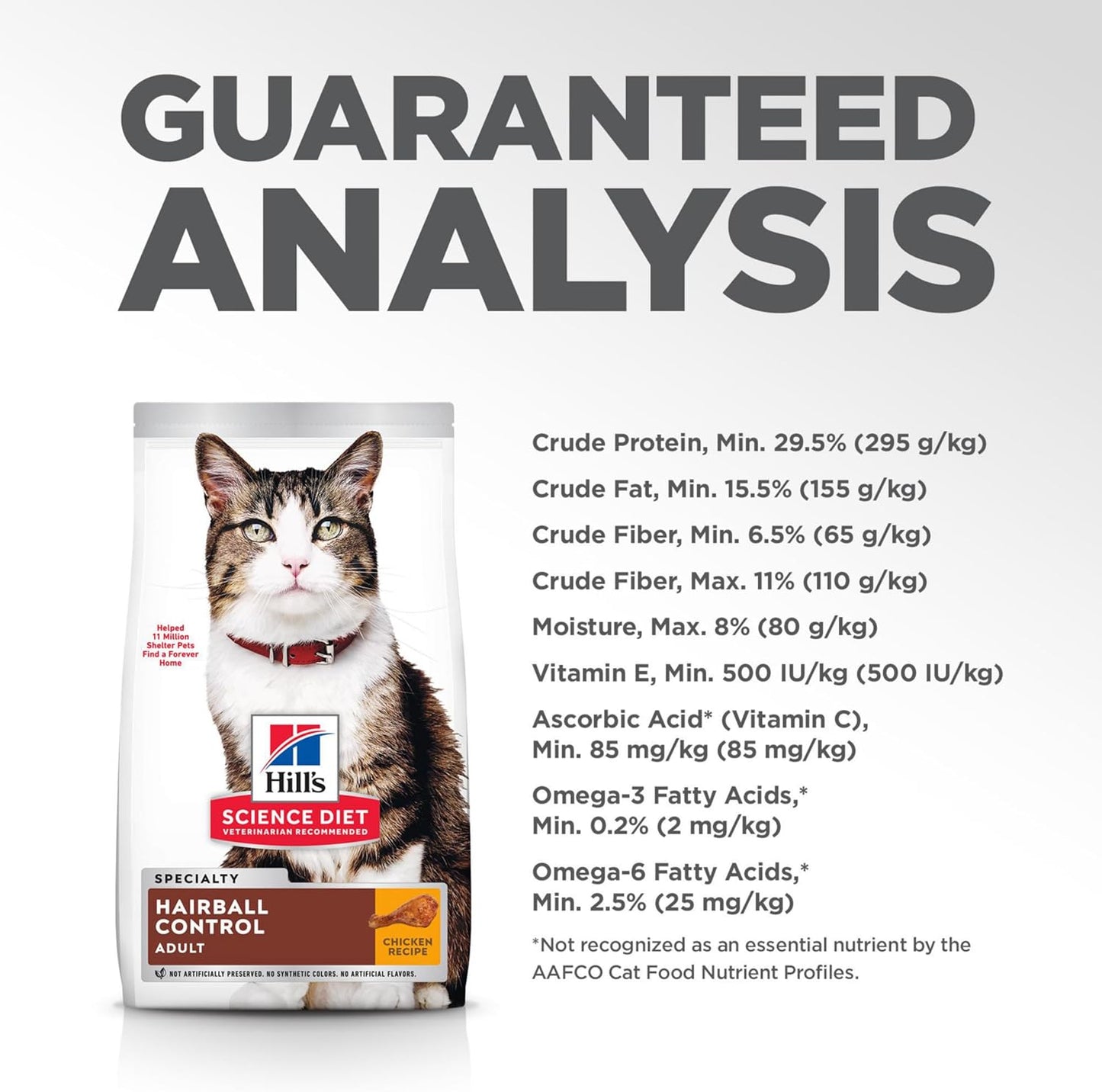 Hill's Science Diet Hairball Control, Adult 1-6, Hairball Control Support, Dry Cat Food, Chicken Recipe, 7 lb Bag