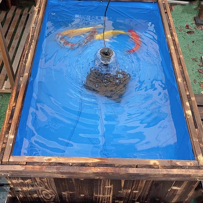 Above Ground Fish Pond,Solid Wood Frame Koi Tank with Drain Valve,Canvas Turtle Pool,Wooden Aquarium for Koi Carp or Hydroponic Cultivation 47 * 31.5 * 27.5in / 137Gal