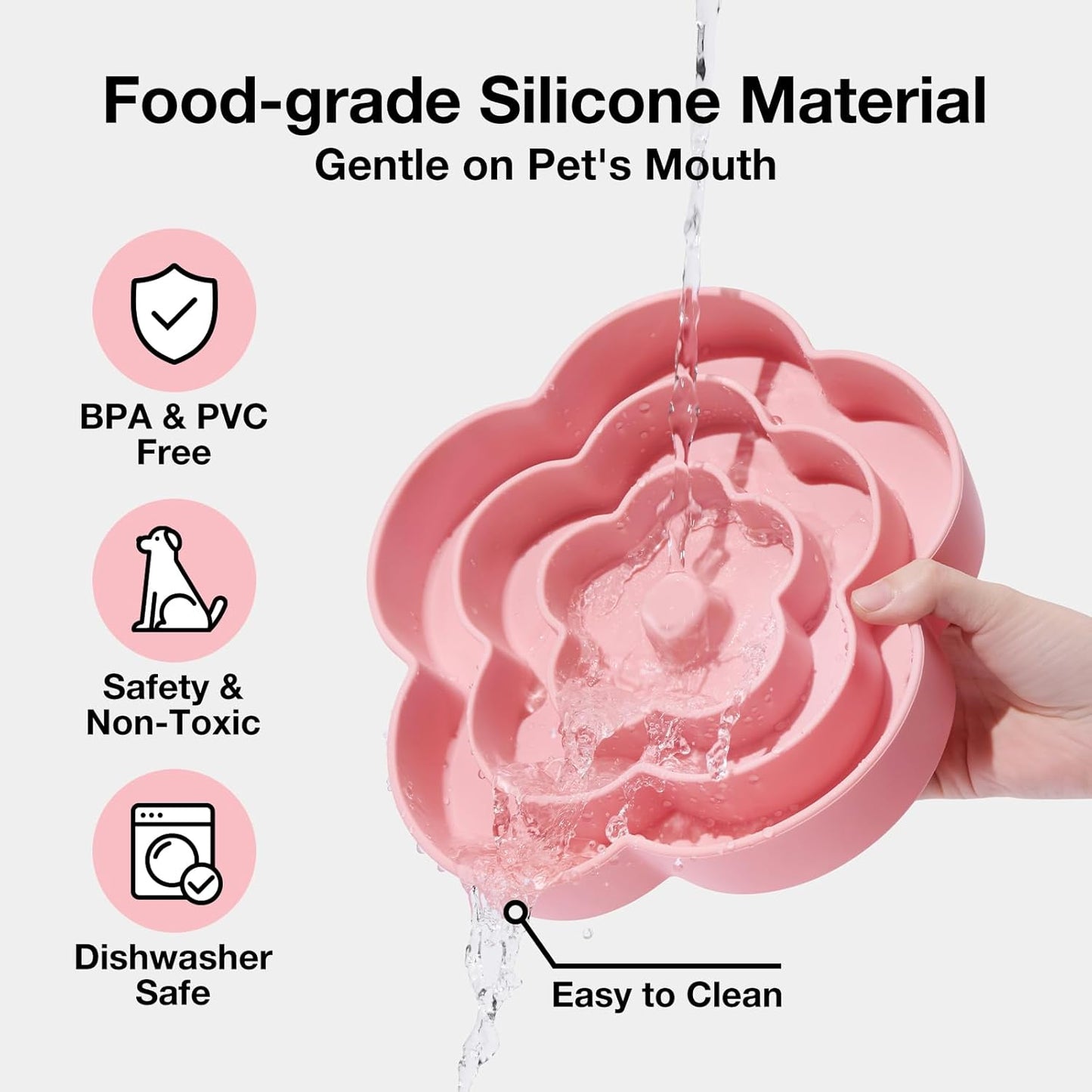 VETRESKA Slow Feeder Dog Bowls, Silicone Dog Puzzle Bowl for Healthy Eating, Puppy Slow Feeder Bowl Anti-Choking, Flower Bowls Ideal for Large Breed/Medium/Small Dogs & Cat