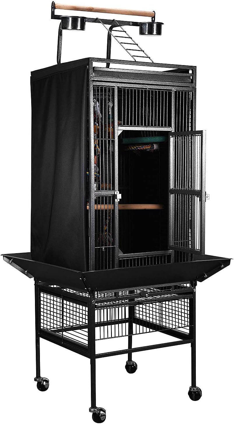 Colorday Good Night Bird Cage Cover for Large Bird Cage with Play Top (Patented), Black 61"
