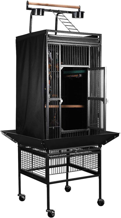 Colorday Good Night Bird Cage Cover for Large Bird Cage with Play Top (Patented), Black 61"