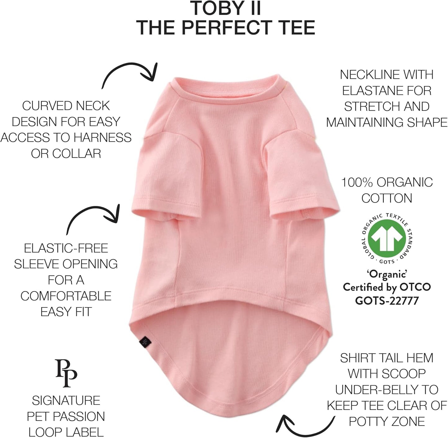 Toby II - The Perfect Tee, 3 Pack Short Sleeve Pet T-Shirt 100% Organic Cotton Tees Clothes for Small, Medium, Large Dogs, Pink Camo, Large (40-60 lbs)