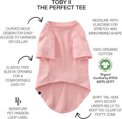 Toby II - The Perfect Tee, 3 Pack Short Sleeve Pet T-Shirt 100% Organic Cotton Tees Clothes for Small, Medium, Large Dogs, Pink Camo, Large (40-60 lbs)
