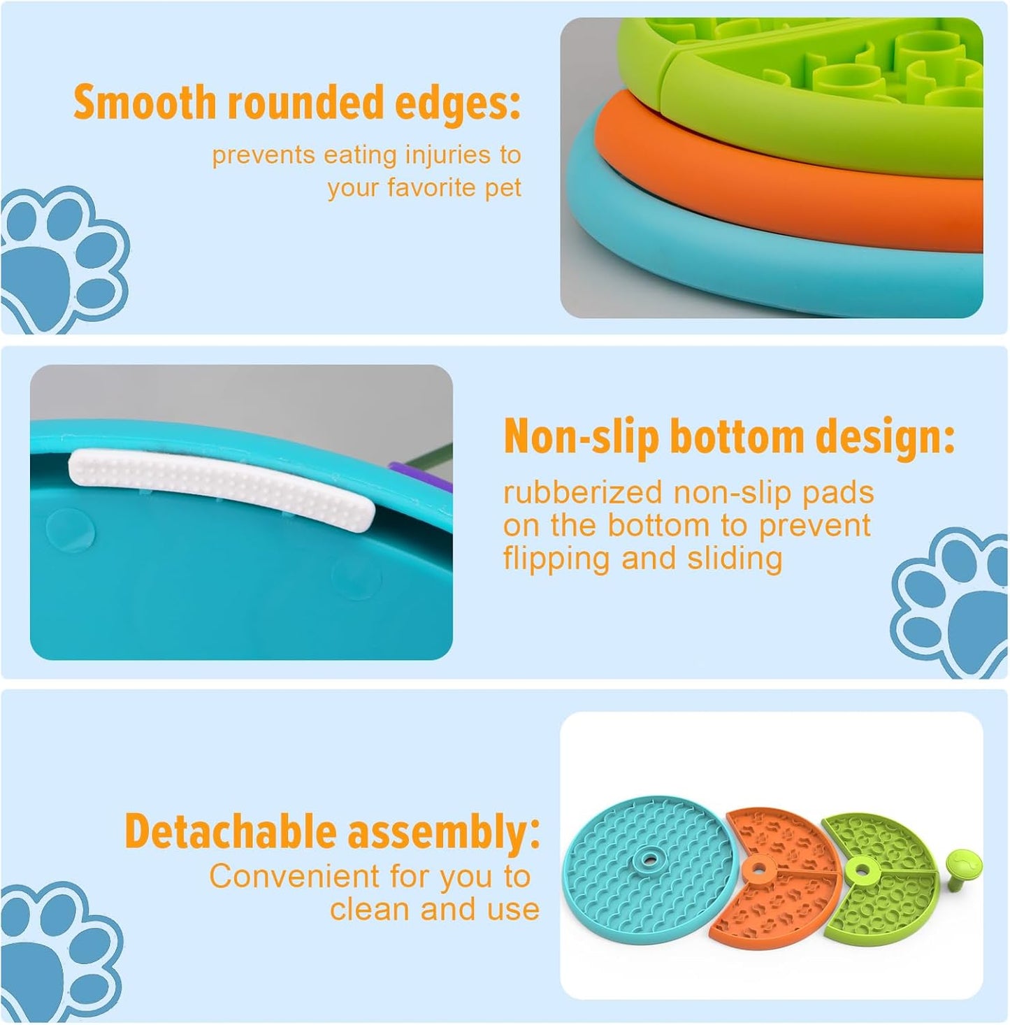 Slow Feeder Dog Bowl 3 Levels, Reduces Boredom and Anxiety, Non-Slip Interactive Puzzle Feeder, Suitable for Small/Medium/Larger Dogs
