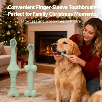 JBD Dog Toothbrush and Cat Oral Care Set | Finger Toothbrush for Small/Large Pets | Puppy Tooth Brushing Kit with Double Sided Brush | Cleans Teeth & Removes Tartar | 3-Piece Pet Dental Care