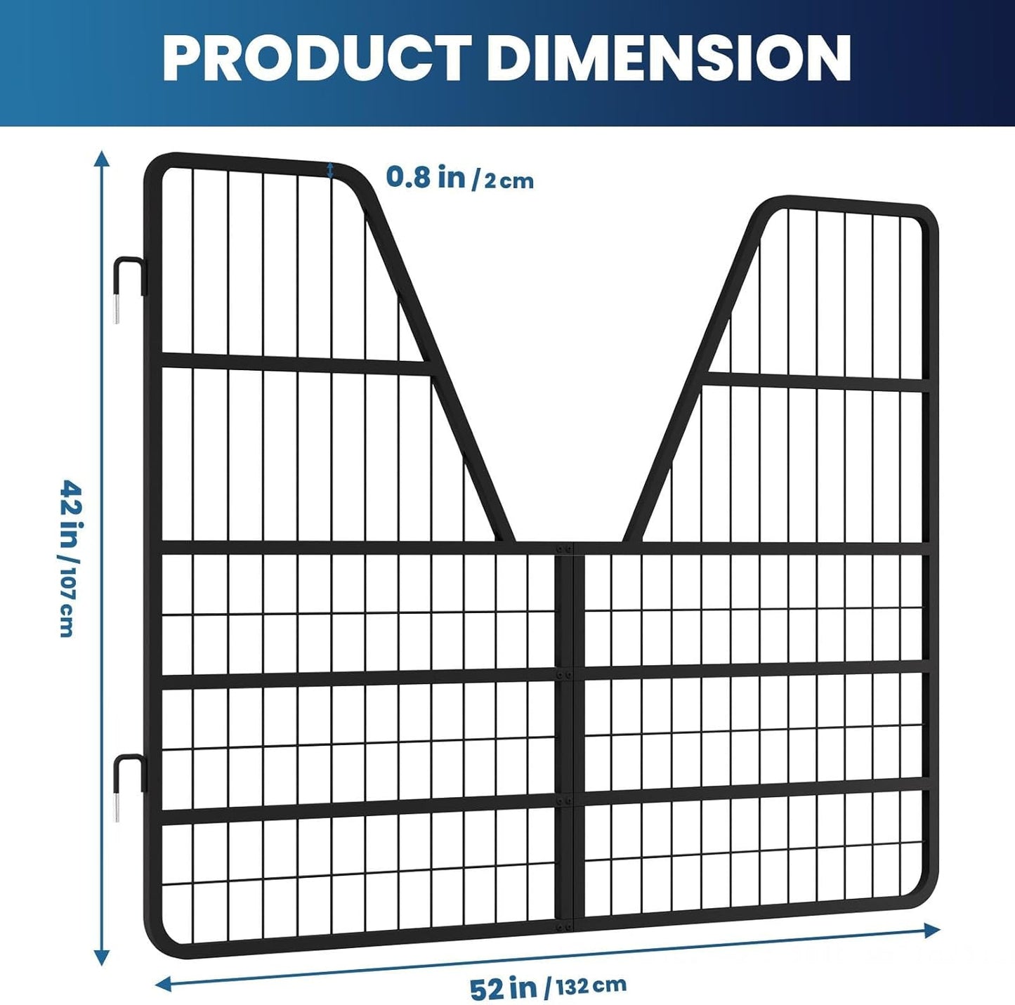 Heavy Duty Horse Stall Gate, 52" W x 42" H, Stall Guards for Horses, Durable Stall Guard for Horses, Fits Standard Barn Doorways, Easy Installation (52" W x 42" H)