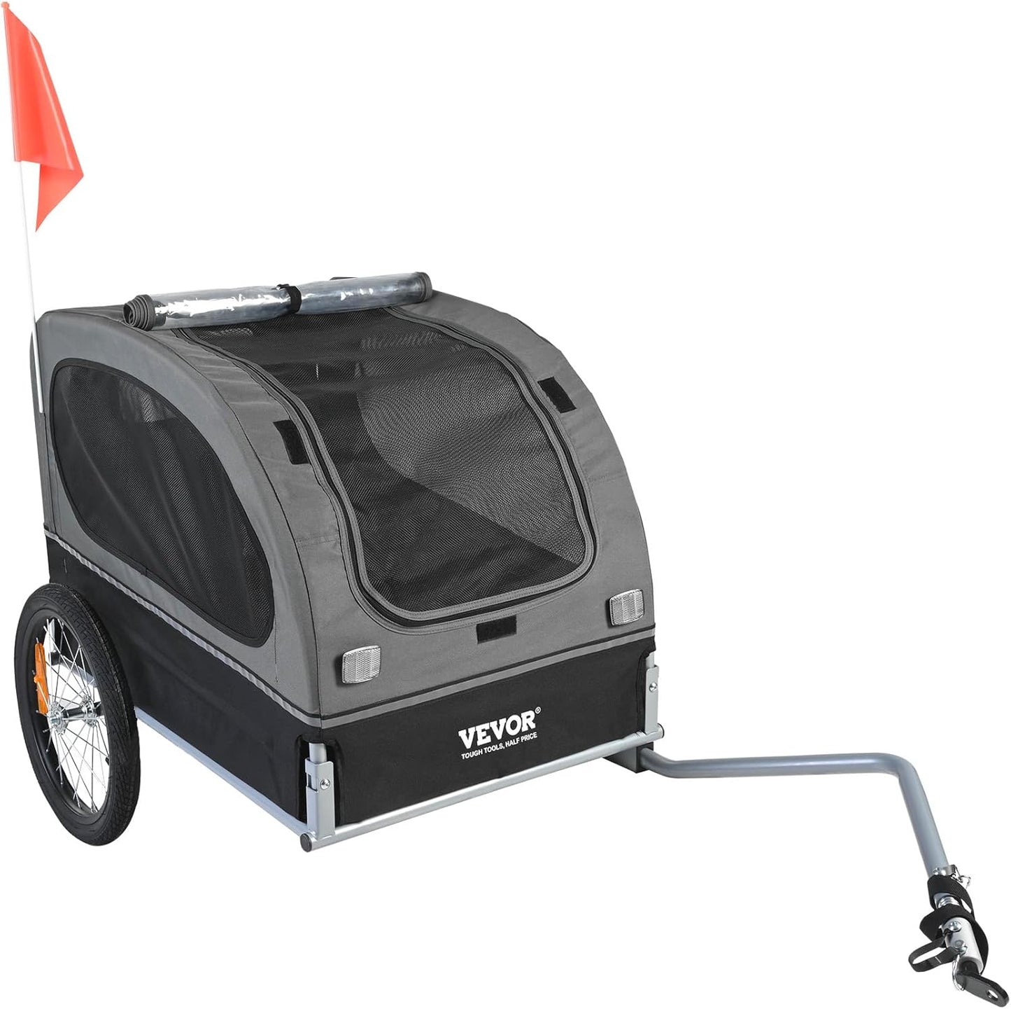 VEVOR Dog Bike Trailer, Supports up to 88 lbs, Pet Cart Bicycle Carrier, Easy Folding Frame with Quick Release Wheels, Universal Bicycle Coupler, Reflectors, Flag, Collapsible to Store