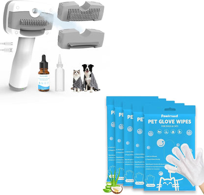 Pet Steam Brush for Dogs & Cats | 30PCS Pet Grooming Wipes