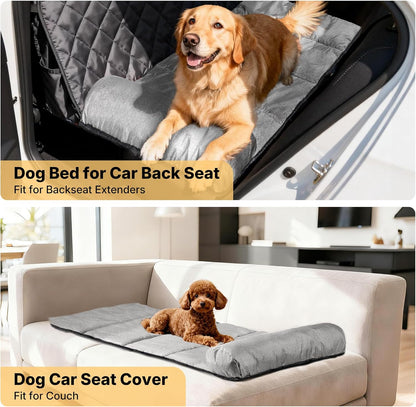 Veehoo Dog Bed for Car Back Seat, Waterproof Car Dog Beds with Bolster, Backseat Dogs Bed Fit for Backseat Extenders of SUV Trucks