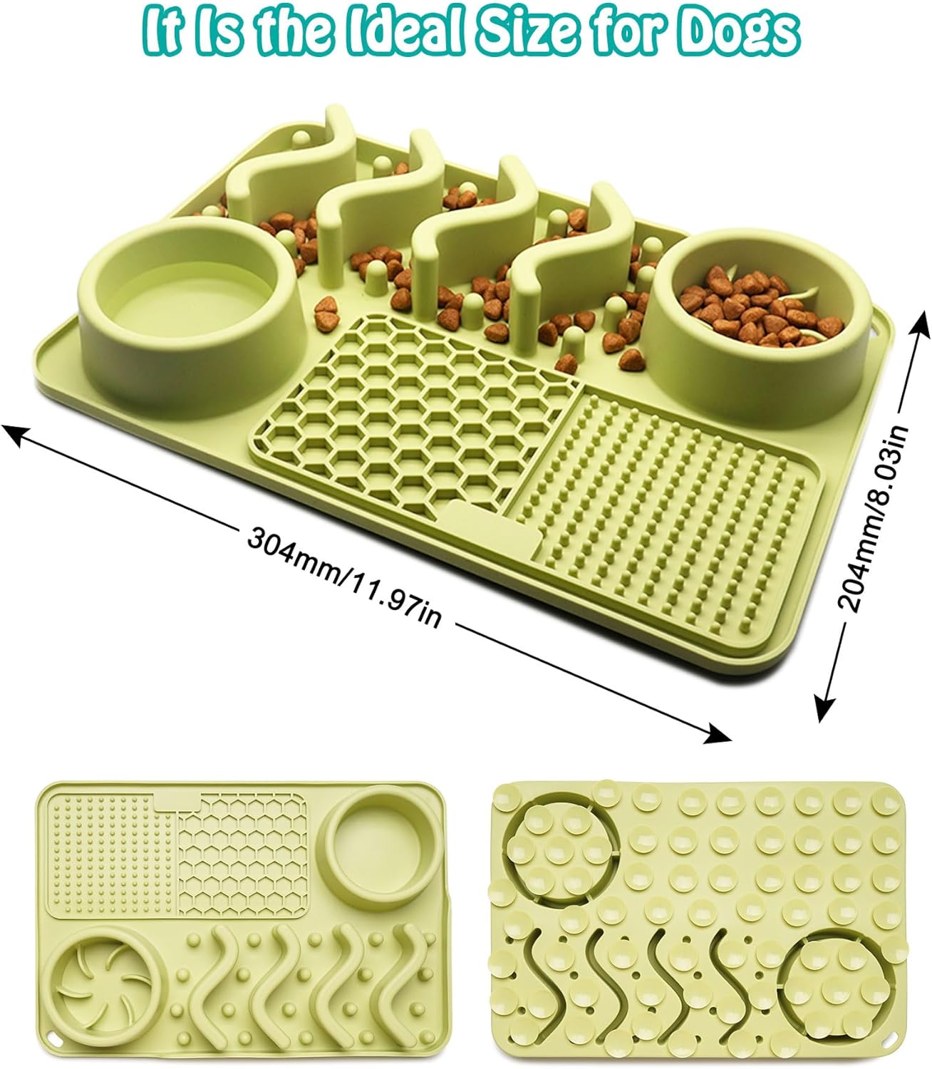Slow Feeder Mat, Silicone Lick Mat with Suction Cups for Dog Cat, Puzzle Snuffle Mat for Pet Smell Training Bored Puppy, Interactive Sniff Mat Slow Eating Keep Busy(Green)