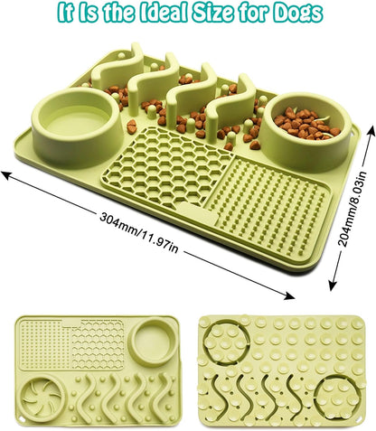 Slow Feeder Mat, Silicone Lick Mat with Suction Cups for Dog Cat, Puzzle Snuffle Mat for Pet Smell Training Bored Puppy, Interactive Sniff Mat Slow Eating Keep Busy(Green)