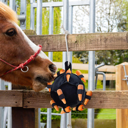 La La Pet Hanging Carrot Feeding Ball Interactive Feed Toy Relieve Stress and Avoid Boredom Equine Pony Cattle and Goat Treat Hay Balls Horse Stable Supplies Black