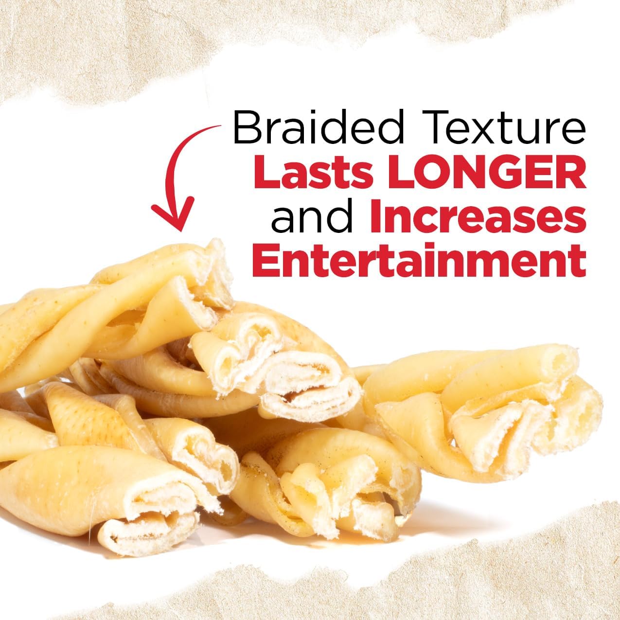 Natural Farm Braided Pork Collagen Dog Chews (5 Pack), Flavorful Braided Pork Collagen Sticks, Natural Dog Chews, Long Lasting, for Small, Medium, and Large Dogs, Odor-Free Rawhide Alternative